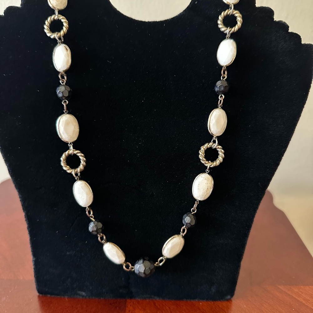 Elegant Black,White and Silver Necklace